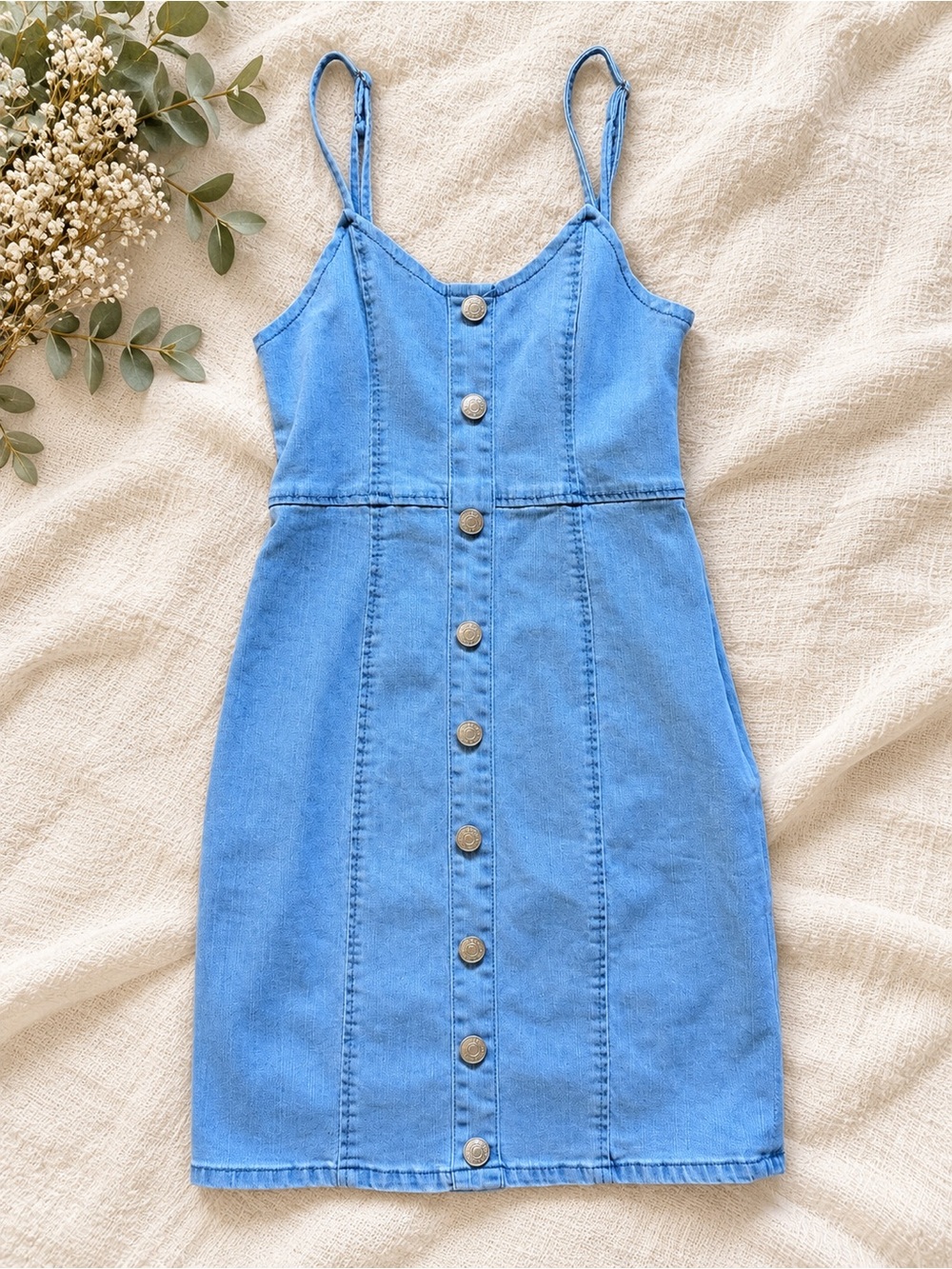SHEIN Light Blue Denim Mini Dress